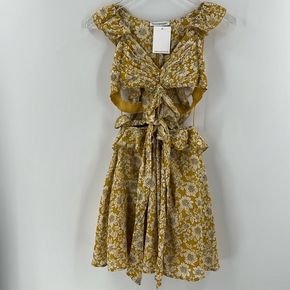 NWT Kallie Cutout Floral Ruffle Mini Dress 100% Cotton Sleeveless Medium - Picture 5 of 13